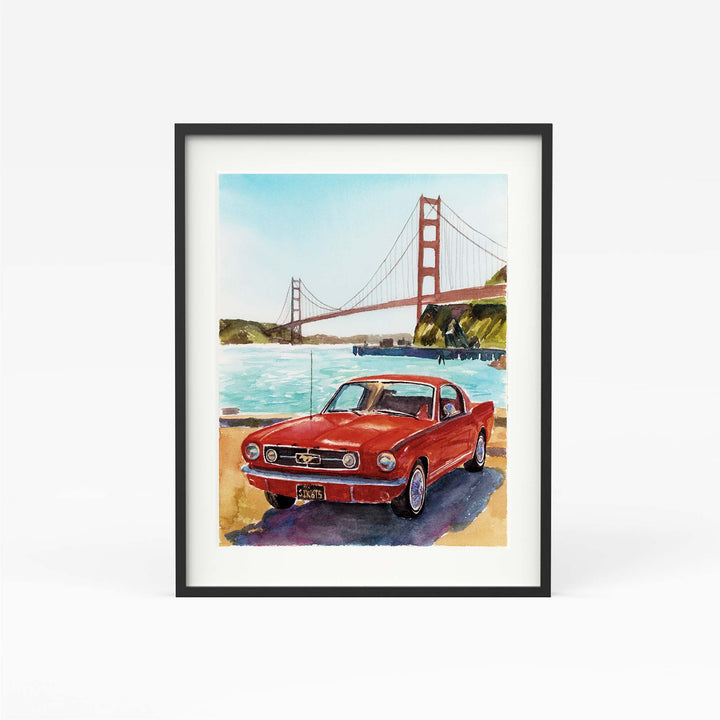 Hand-painted watercolor car portrait from photo