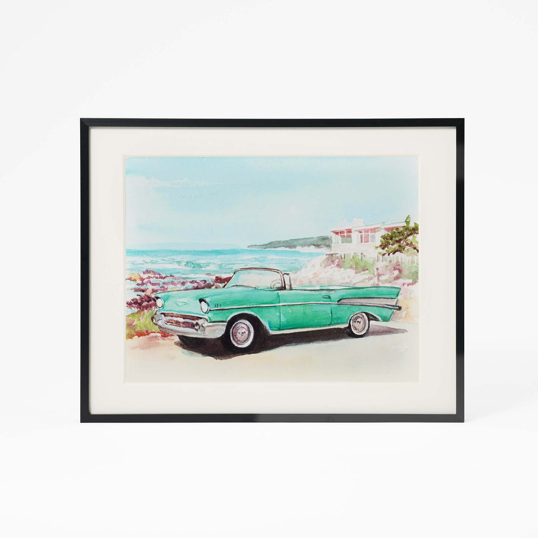 Hand-painted watercolor car portrait from photo