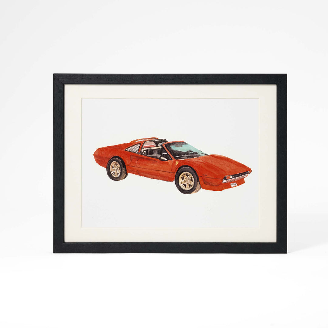 Hand-painted watercolor car portrait from photo