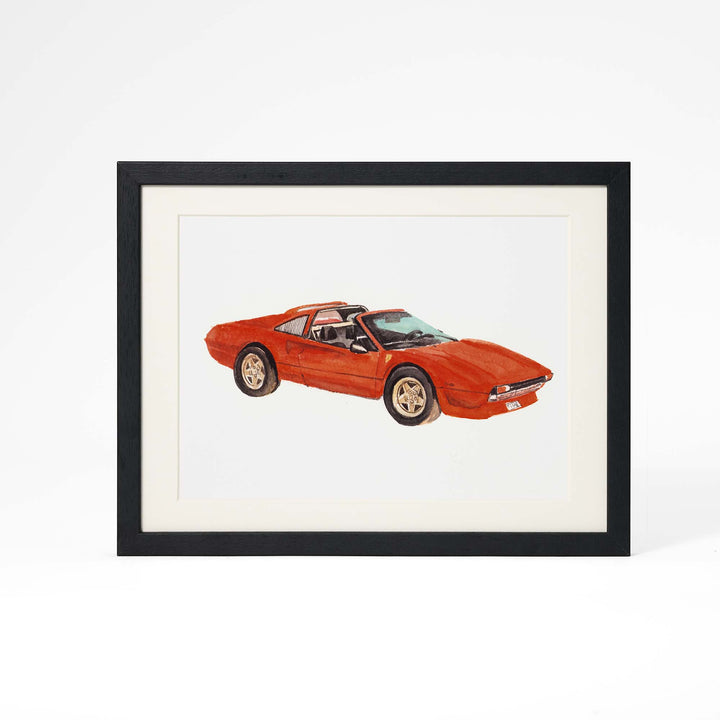 Hand-painted watercolor car portrait from photo