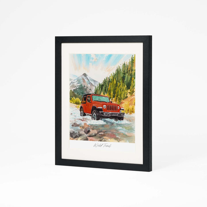 Hand-painted watercolor car portrait from photo