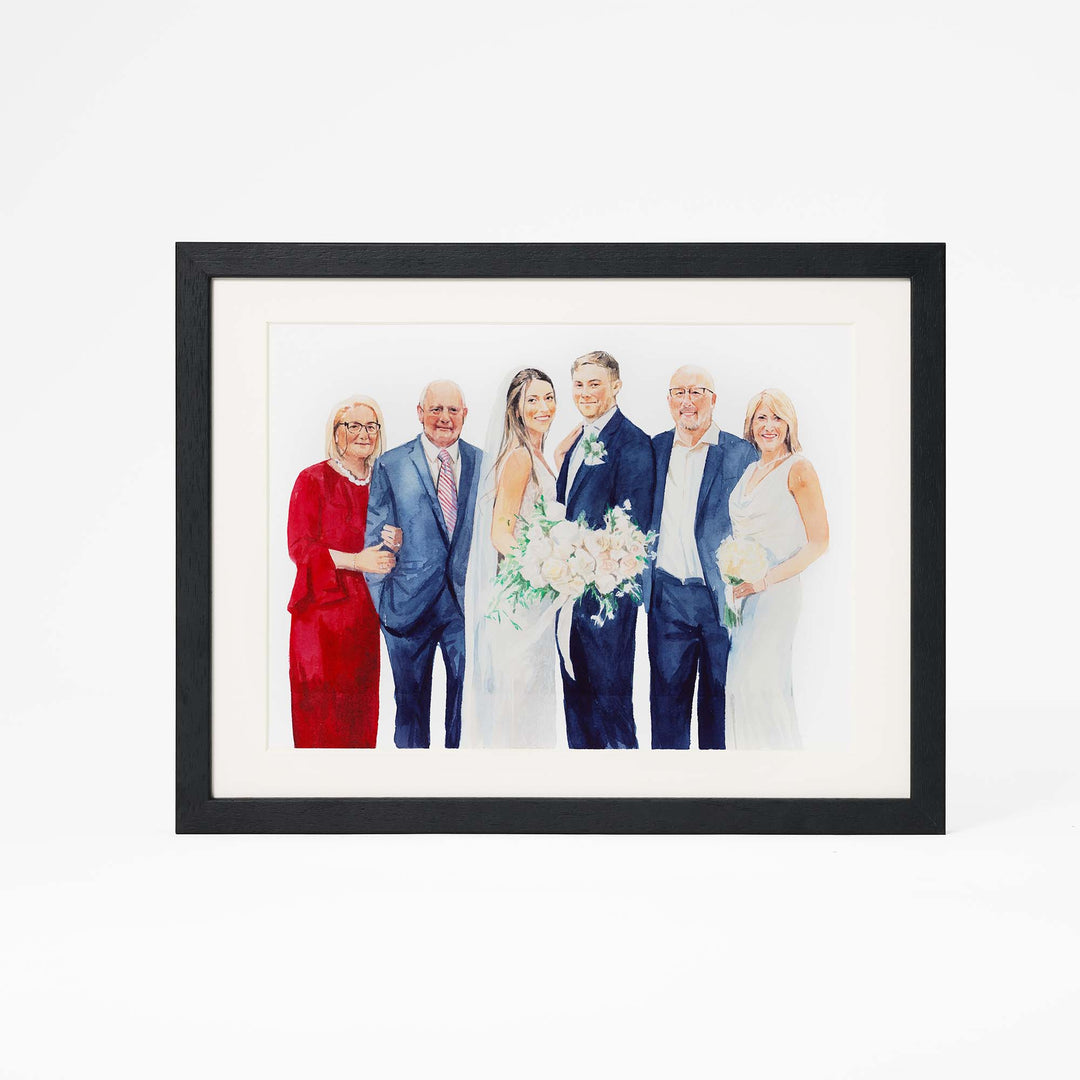Hand-painted watercolor family portrait