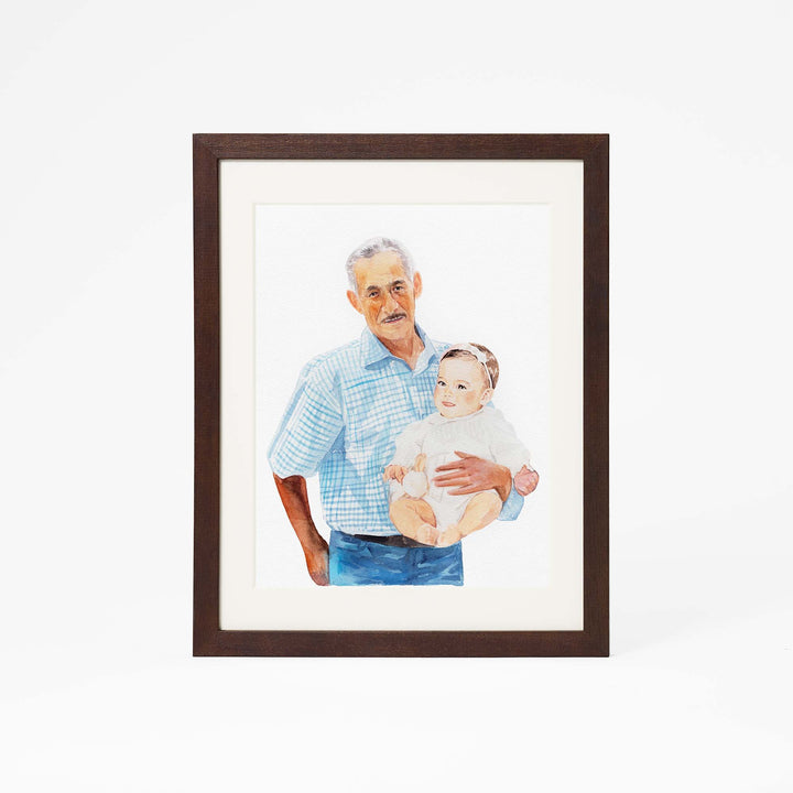 Hand-painted watercolor family portrait