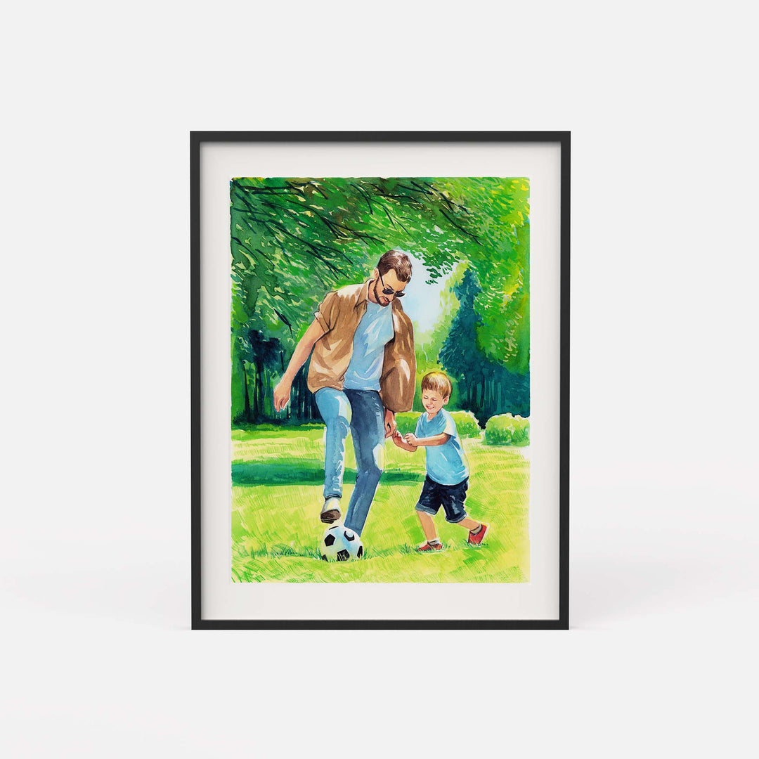 Hand-painted watercolor family portrait