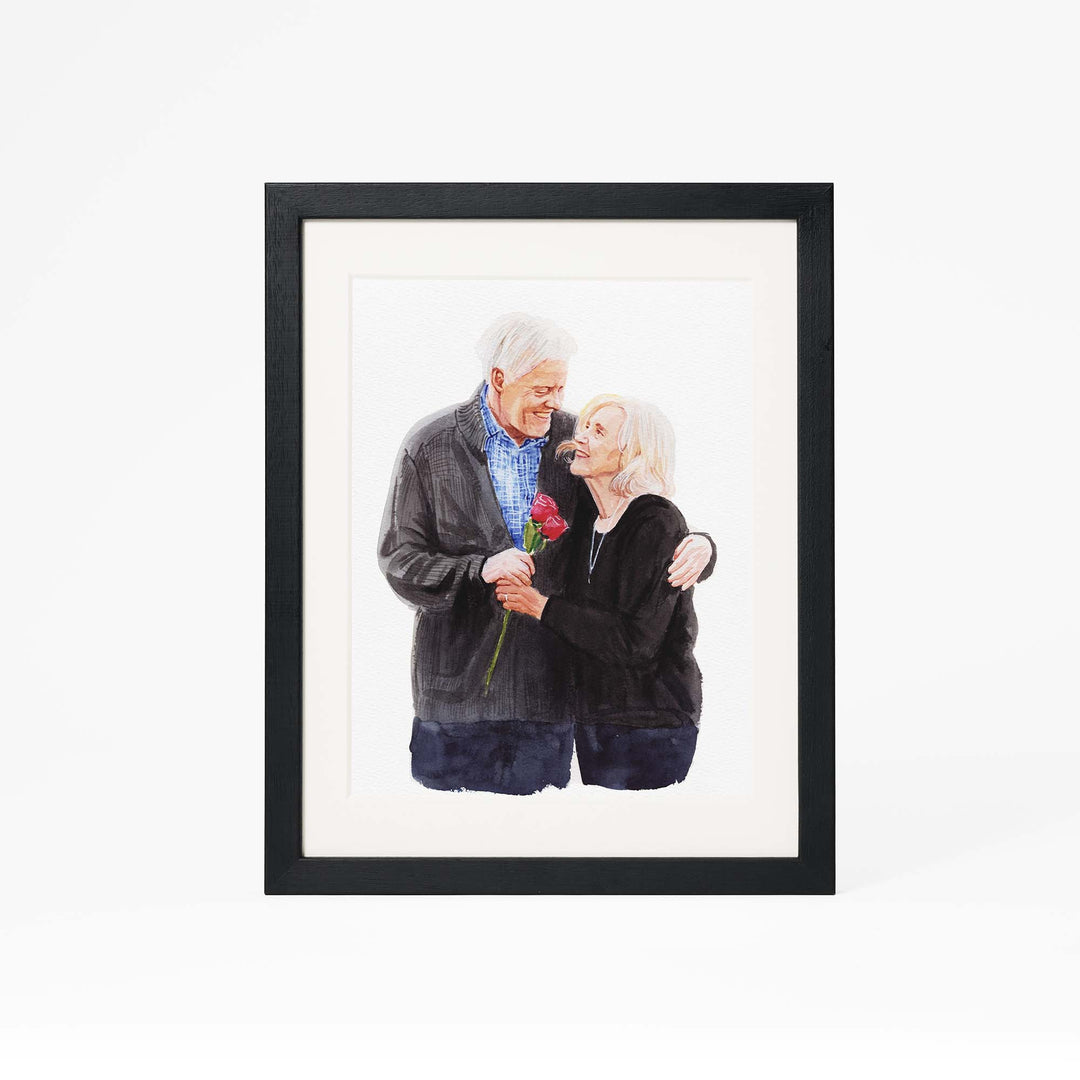 Hand-painted watercolor family portrait