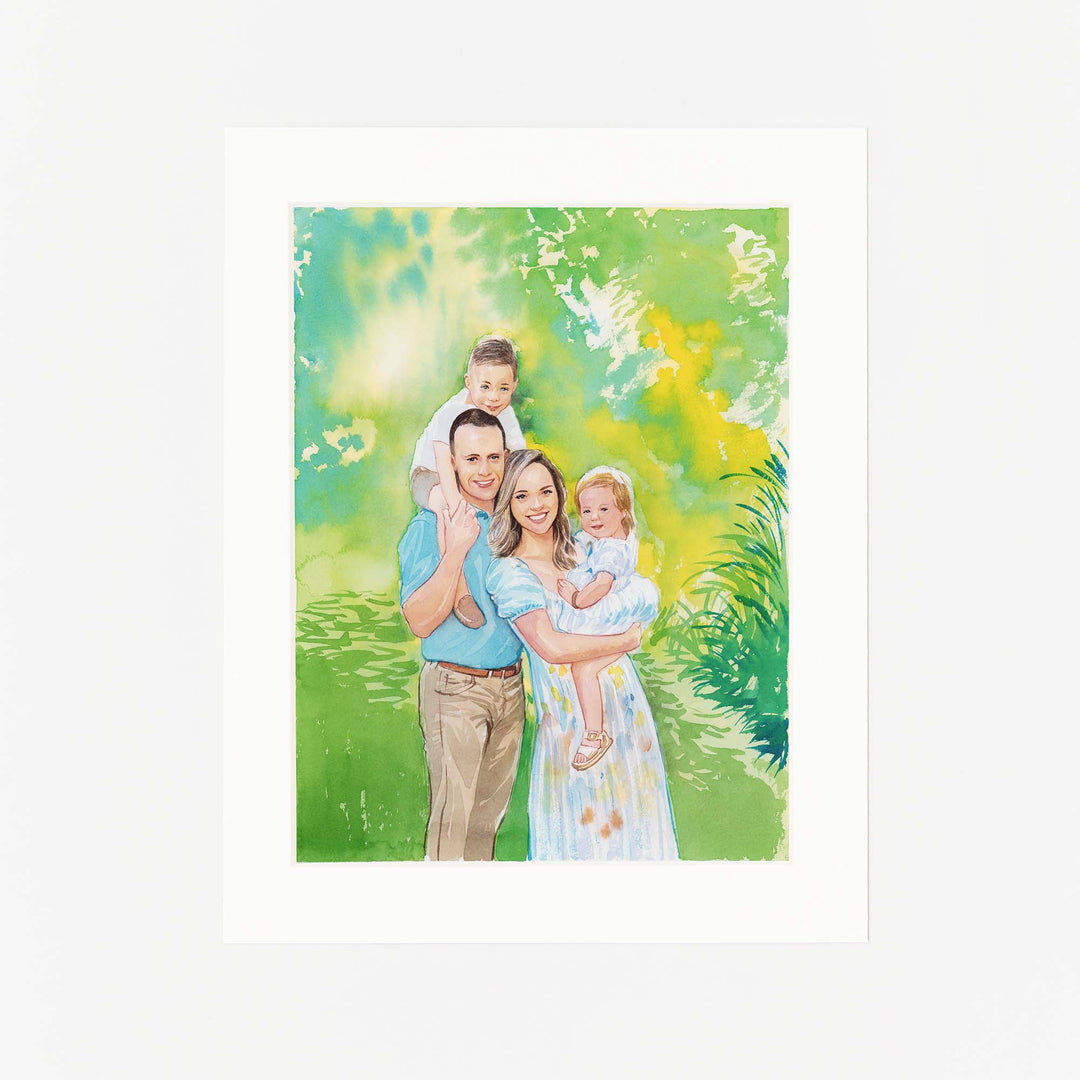 Hand-painted watercolor family portrait