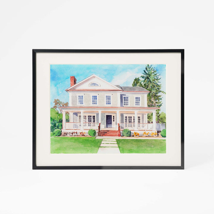 Custom watercolor house portrait – hand-painted from photo