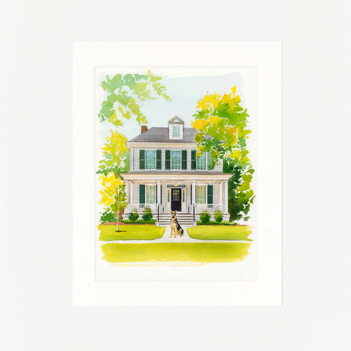 Custom watercolor house portrait – hand-painted from photo