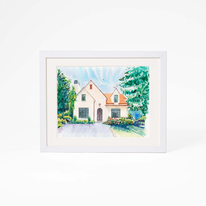 Custom watercolor house portrait – hand-painted from photo