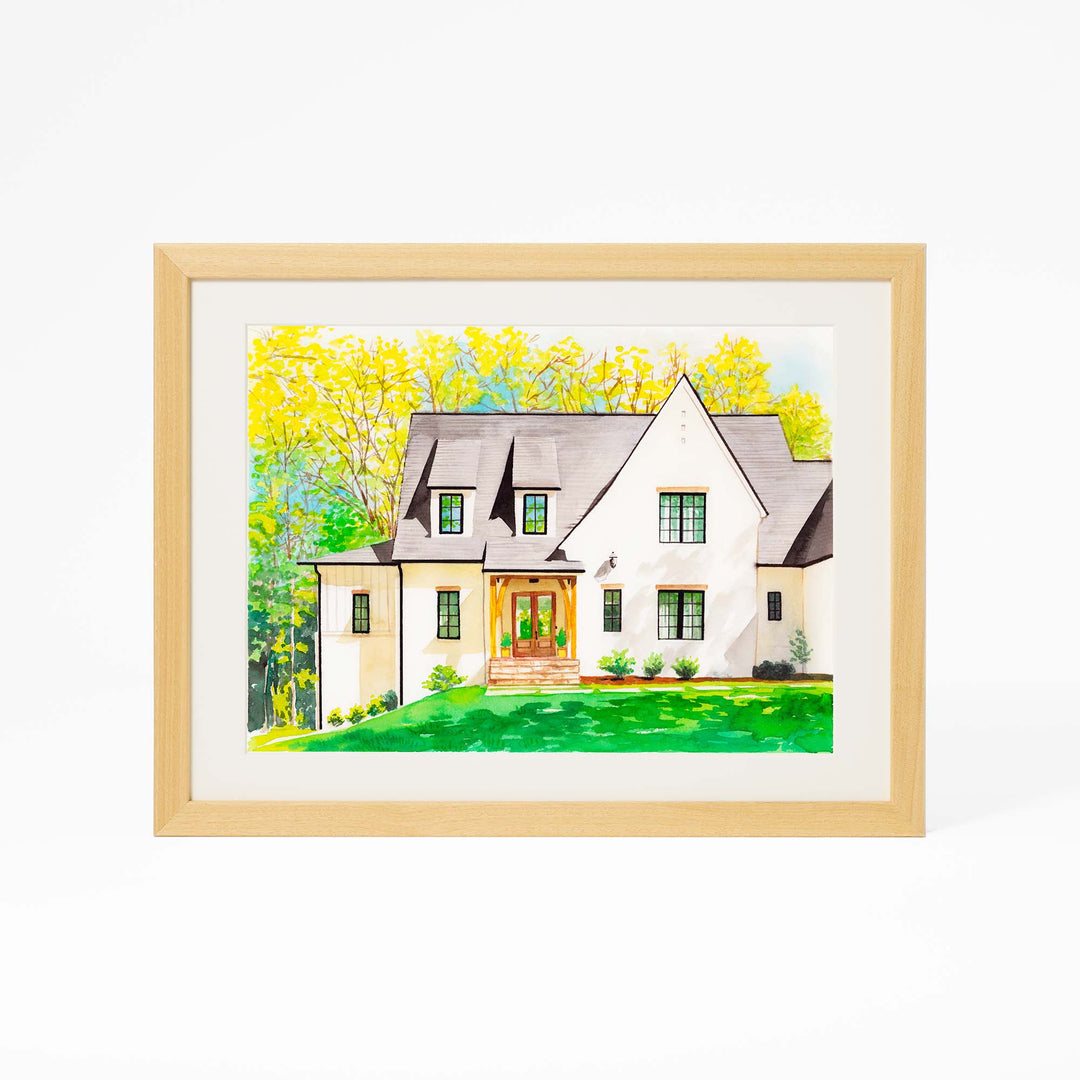 Custom watercolor house portrait – hand-painted from photo