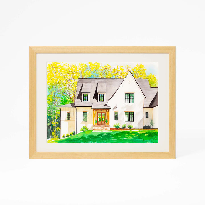 Custom watercolor house portrait – hand-painted from photo