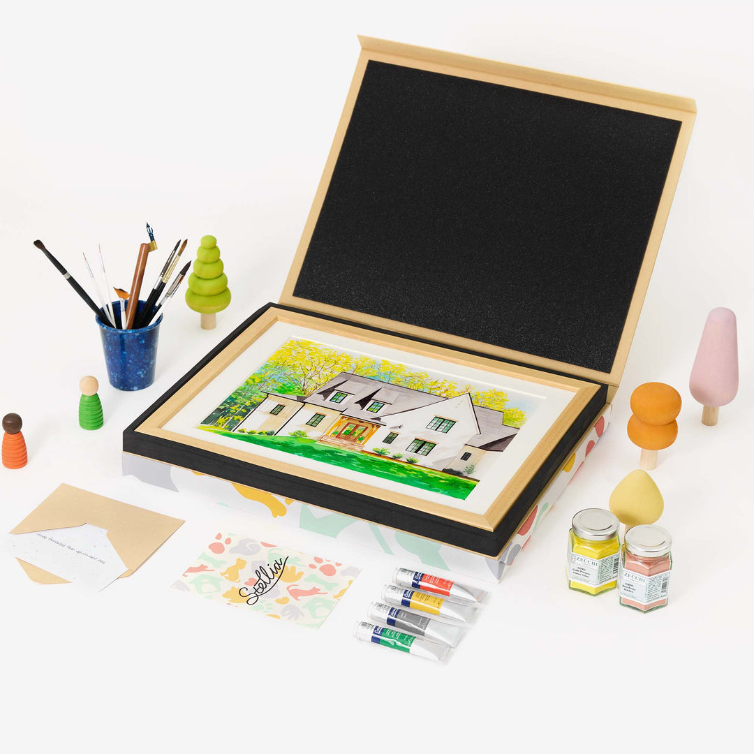 Custom watercolor house portrait – hand-painted from photo