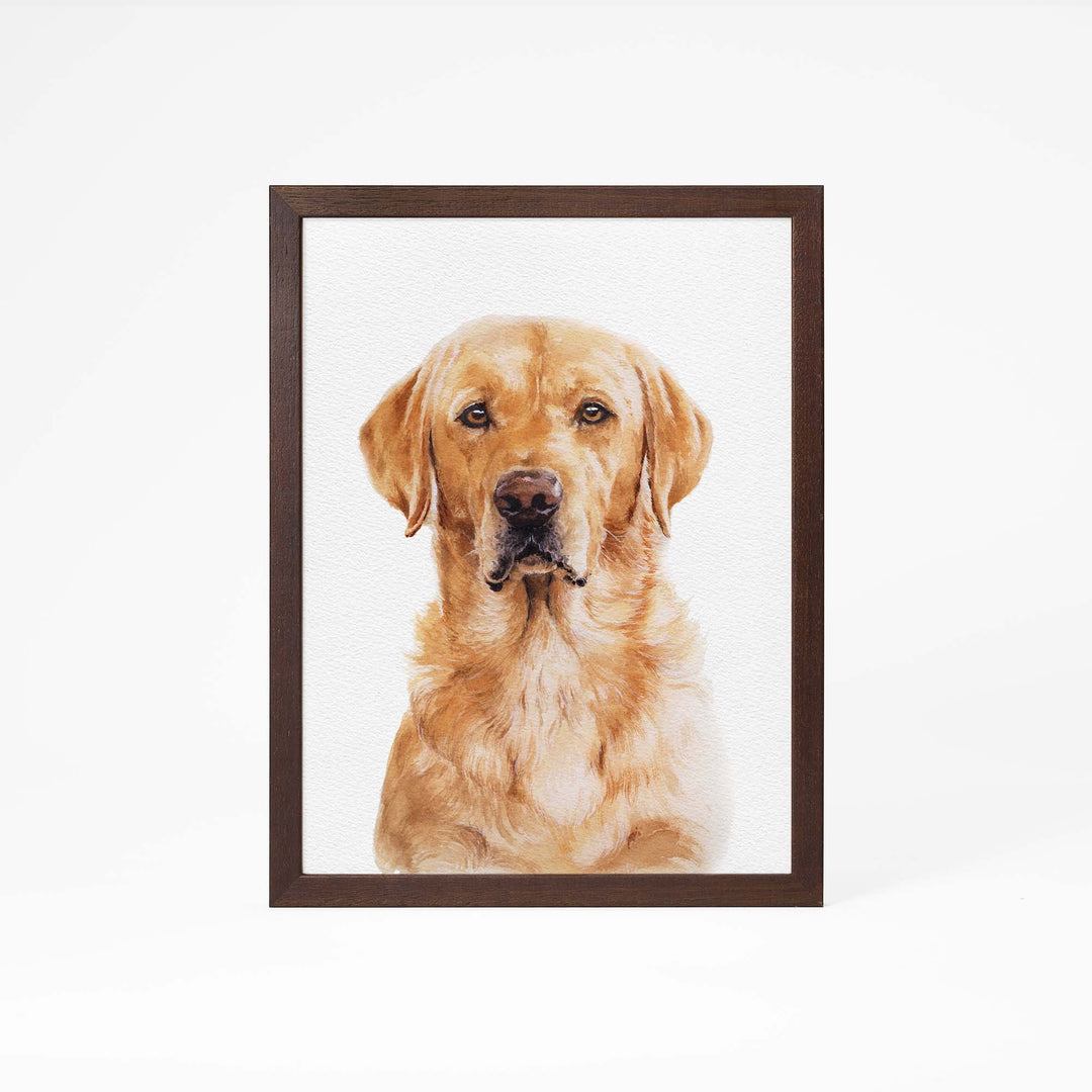 Hand-painted watercolor portrait of a dog from photo