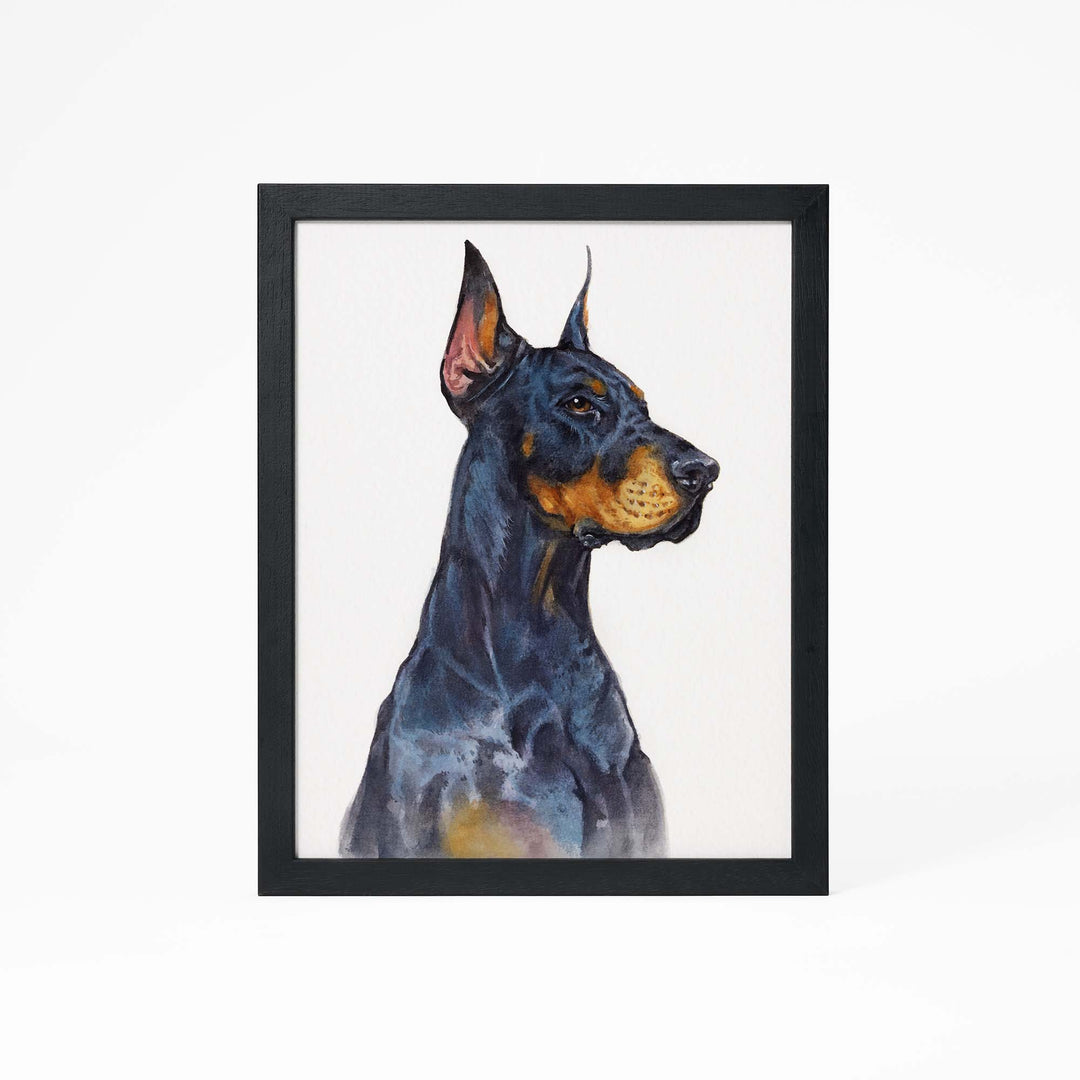 Hand-painted watercolor portrait of a dog from photo