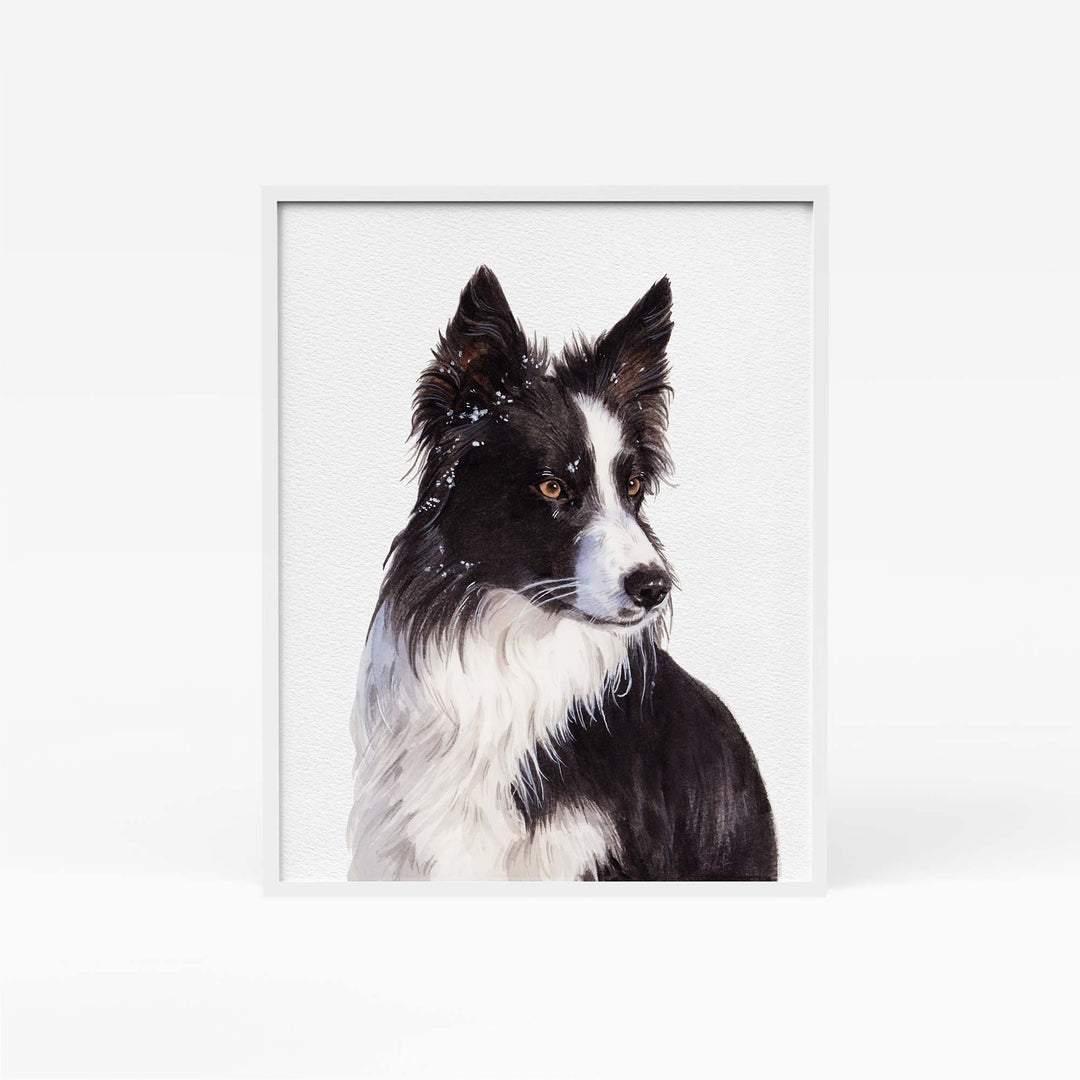 Hand-painted watercolor portrait of a dog from photo