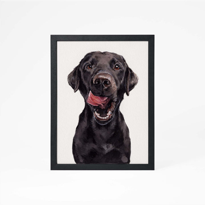 Hand-painted watercolor portrait of a dog from photo