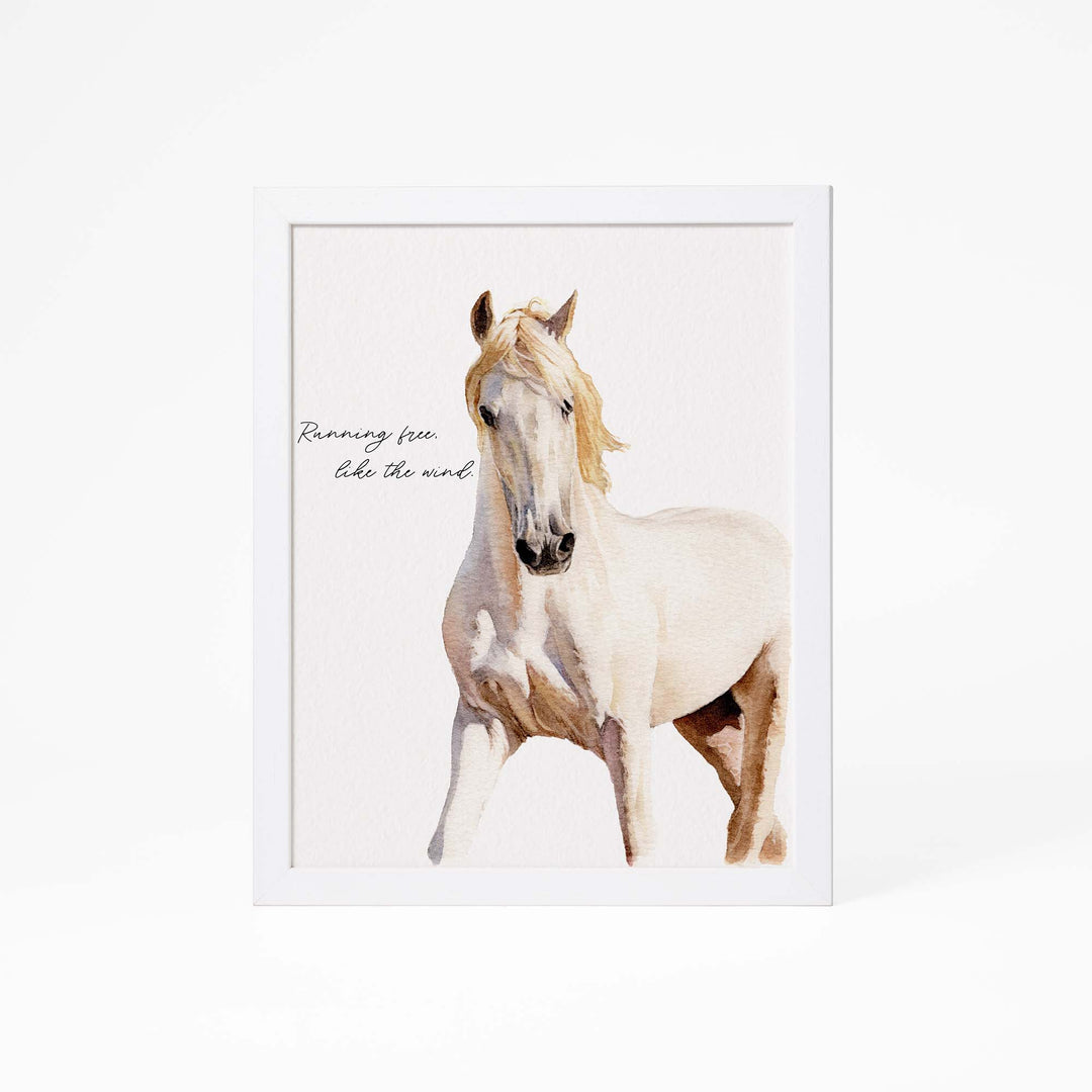 Hand-painted watercolor portrait of a horse from photo