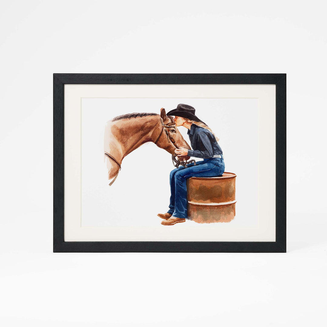 (Updated)Custom Horse & Rider Portrait – Hand-Painted Watercolor from Photo