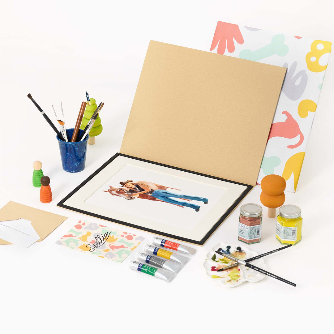 (Updated)Custom Horse & Rider Portrait – Hand-Painted Watercolor from Photo