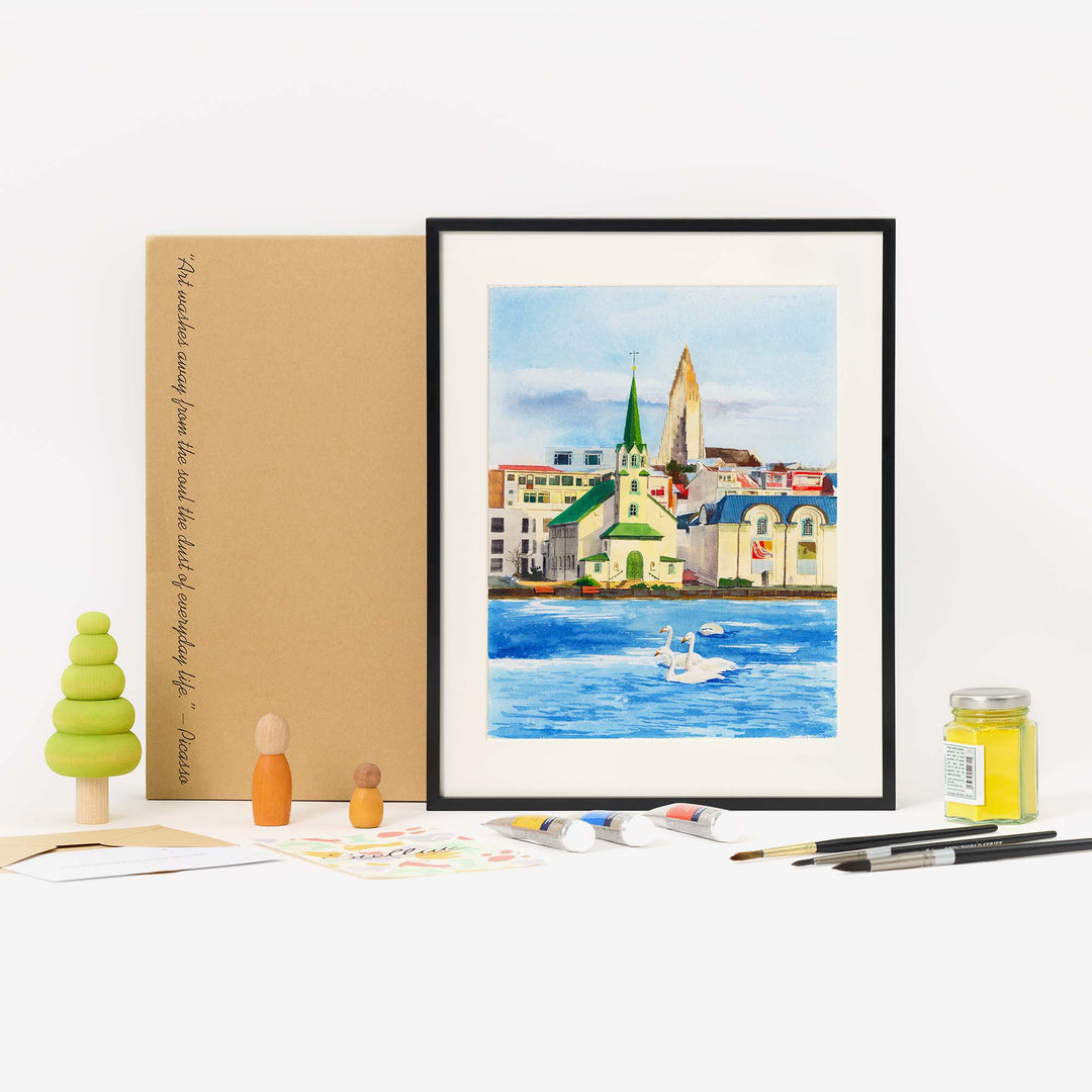 Custom watercolor landscape portrait – hand-painted from photo