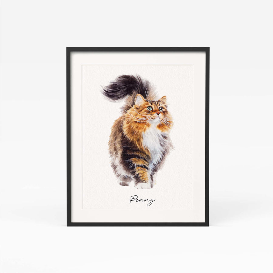 Custom mini cat portrait in watercolor – hand-painted from photo