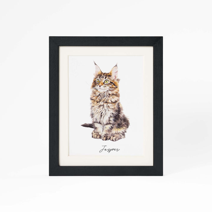 Custom mini cat portrait in watercolor – hand-painted from photo