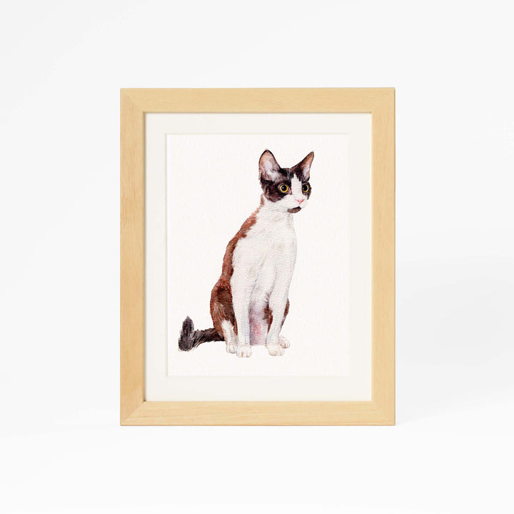 Custom mini cat portrait in watercolor – hand-painted from photo