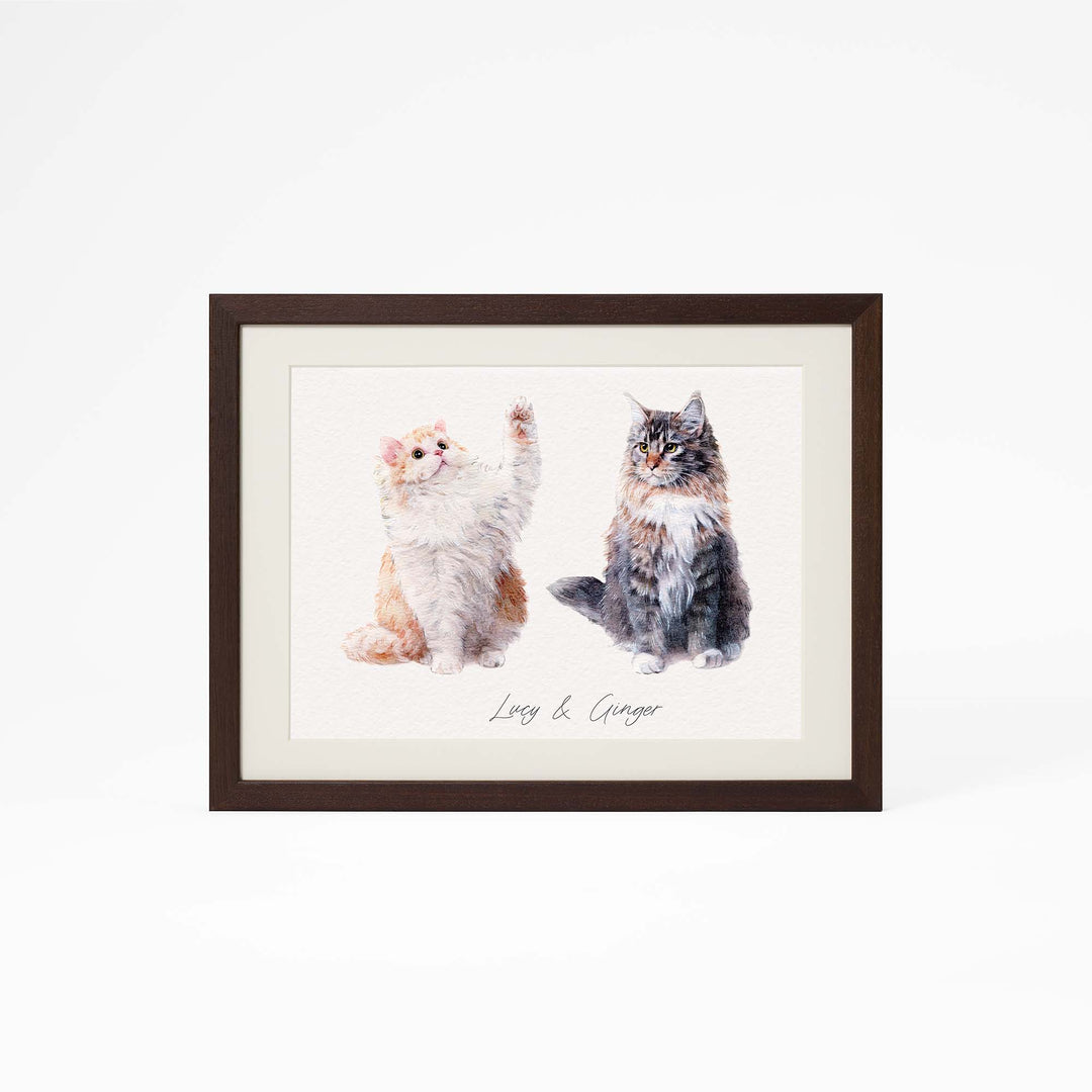 Custom mini cat portrait in watercolor – hand-painted from photo
