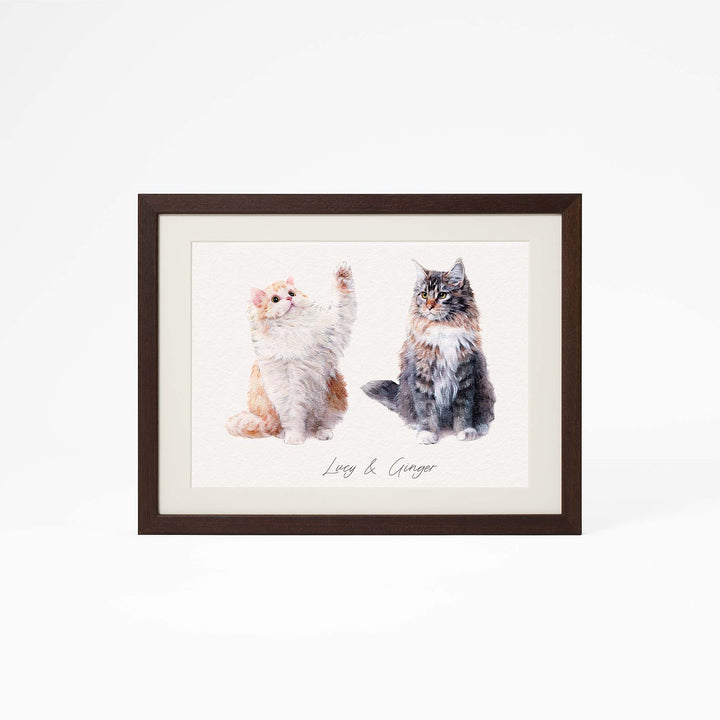 Custom mini cat portrait in watercolor – hand-painted from photo