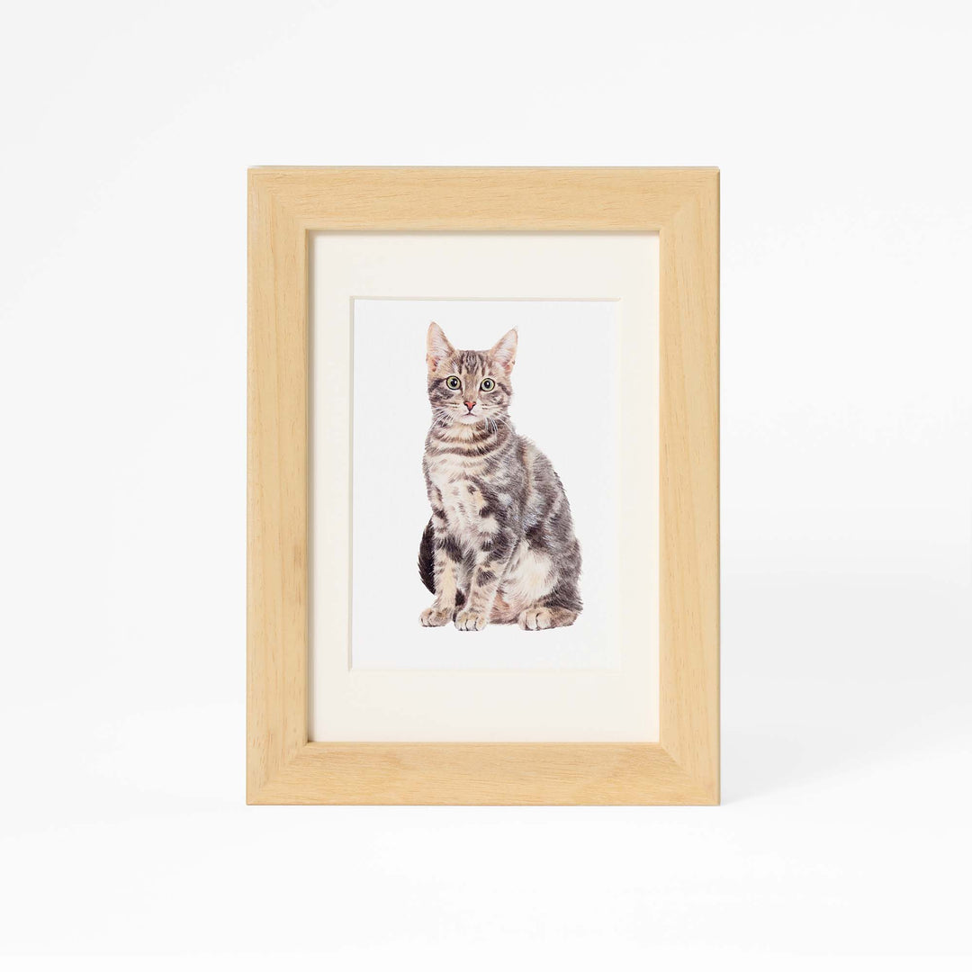 Custom mini cat portrait in watercolor – hand-painted from photo