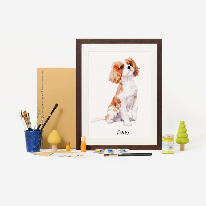 Custom mini dog portrait in watercolor – hand-painted from photo