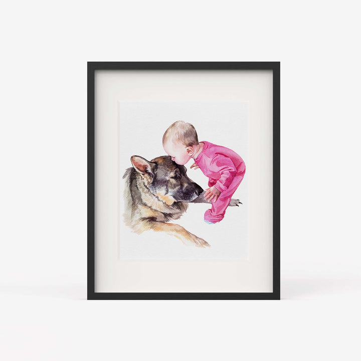 (Updated)Custom Person & Pet Portrait – Hand-Painted Watercolor from Photo