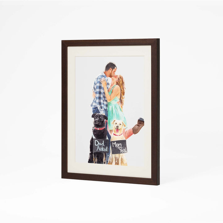 Custom hand-painted watercolor portrait of person and pet