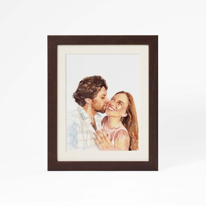 Hand-painted watercolor proposal portrait of a couple