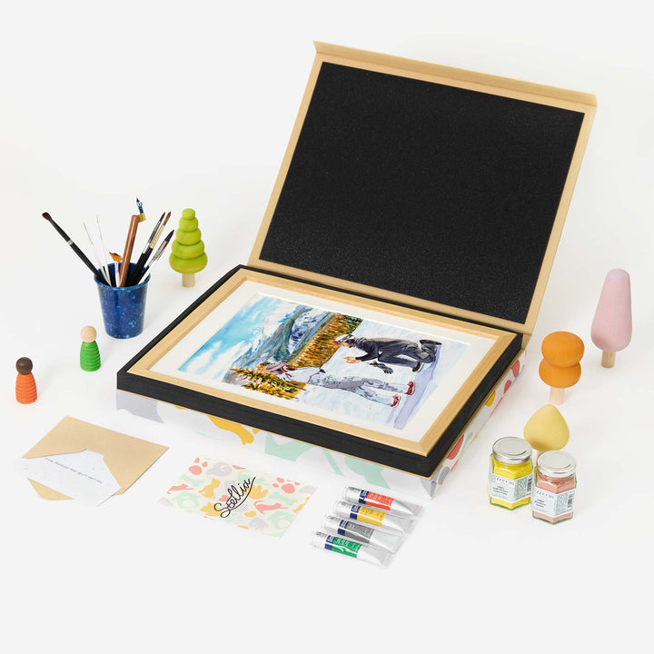 Hand-painted watercolor proposal portrait of a couple