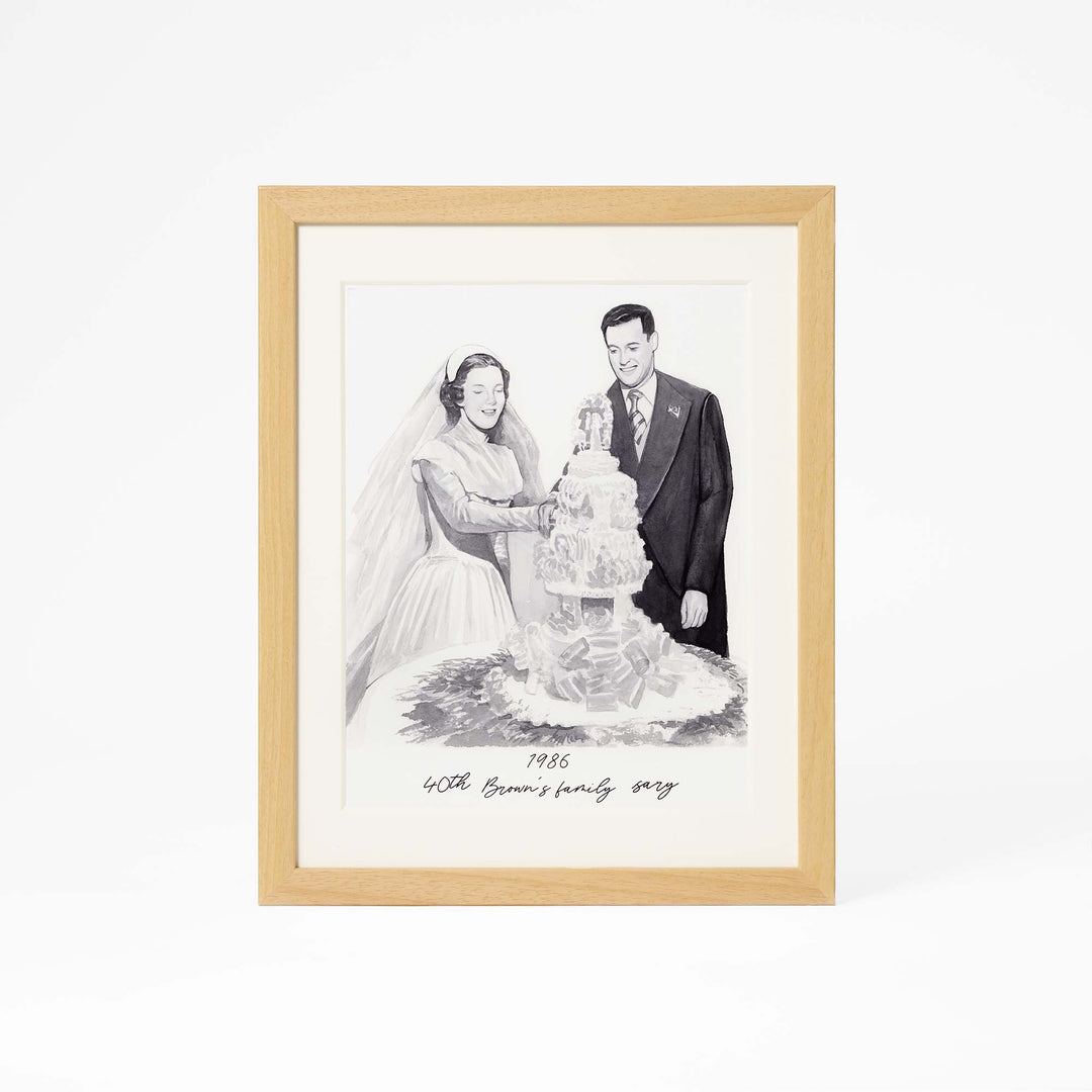 Hand-painted watercolor portrait restored from vintage photo