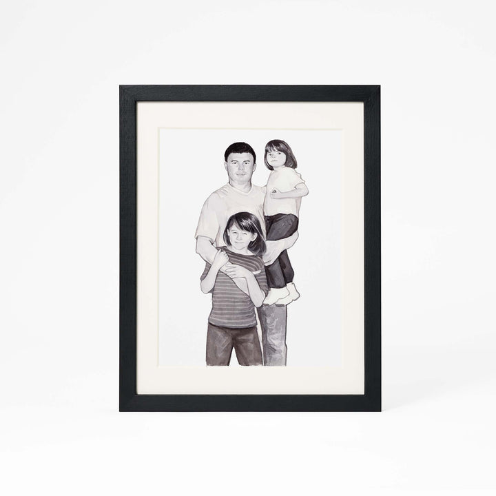 Hand-painted watercolor portrait restored from vintage photo