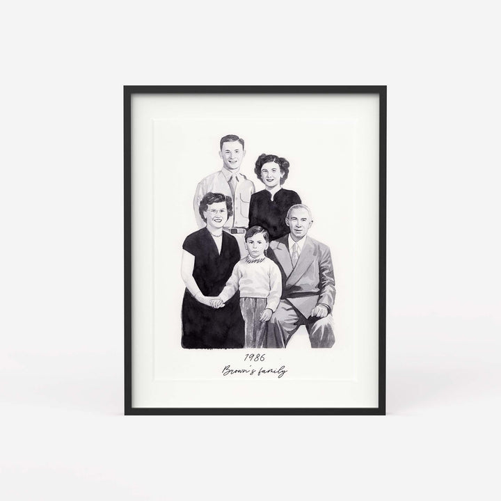 Hand-painted watercolor portrait restored from vintage photo