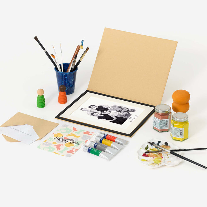 Hand-painted watercolor portrait restored from vintage photo