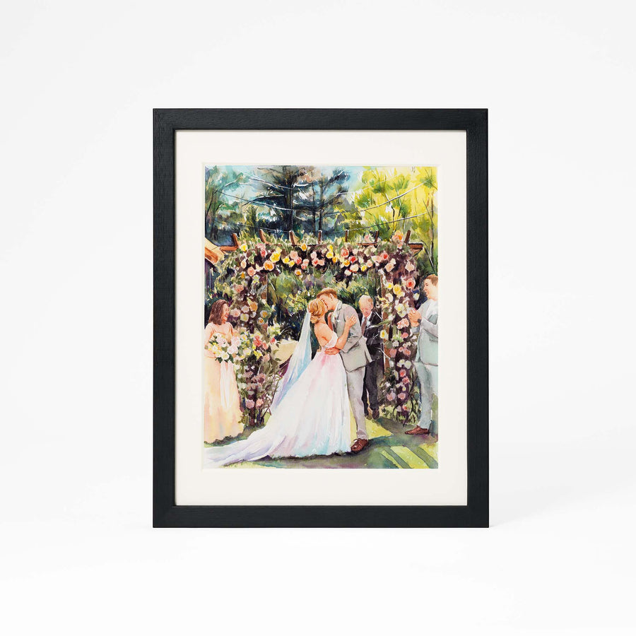 Hand-painted custom wedding portrait from photo