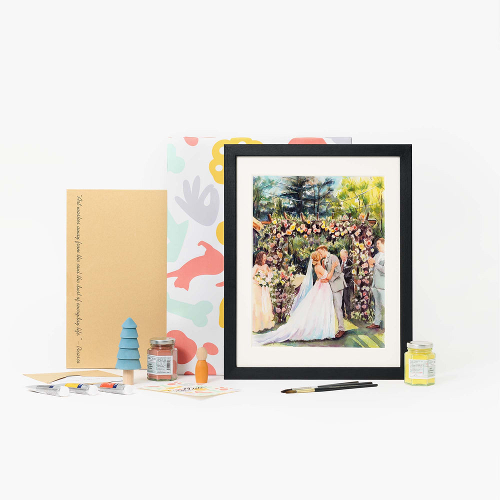 Hand-painted custom wedding portrait from photo