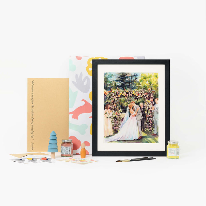 Hand-painted custom wedding portrait from photo