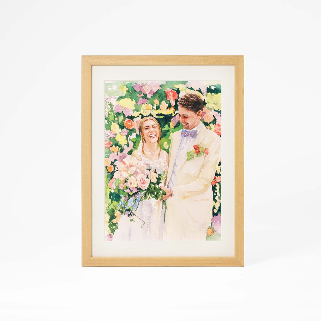 Hand-painted custom wedding portrait from photo