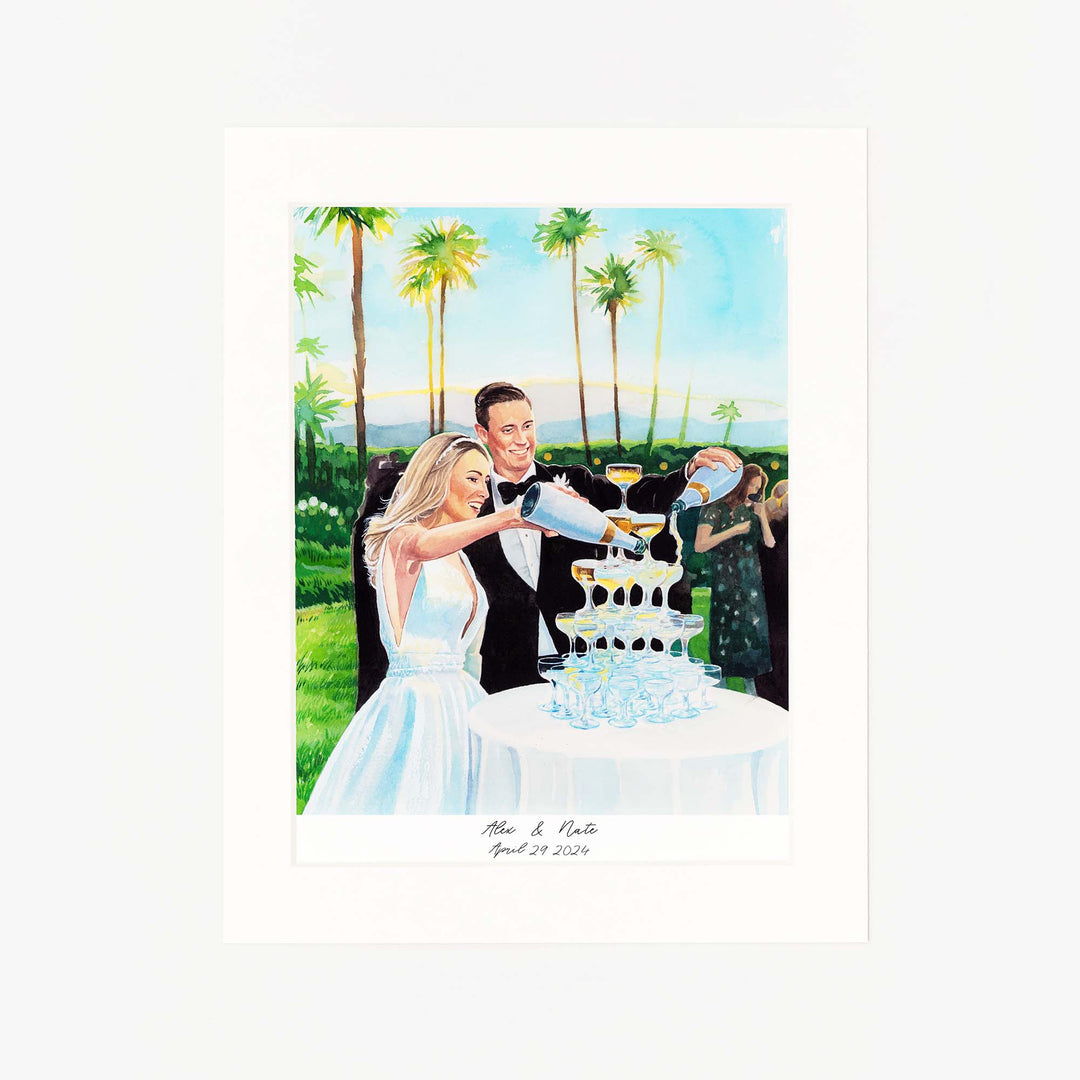 Hand-painted custom wedding portrait from photo