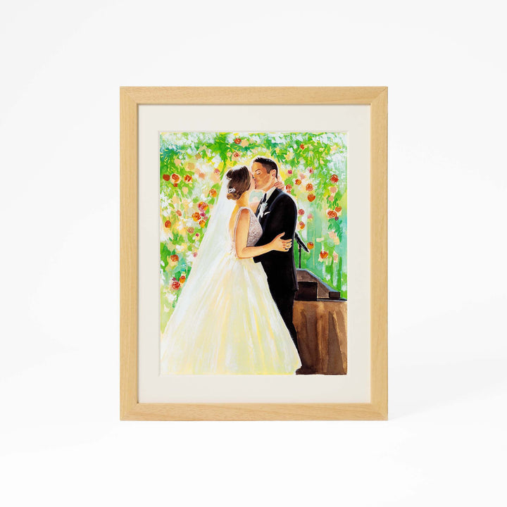 Hand-painted custom wedding portrait from photo