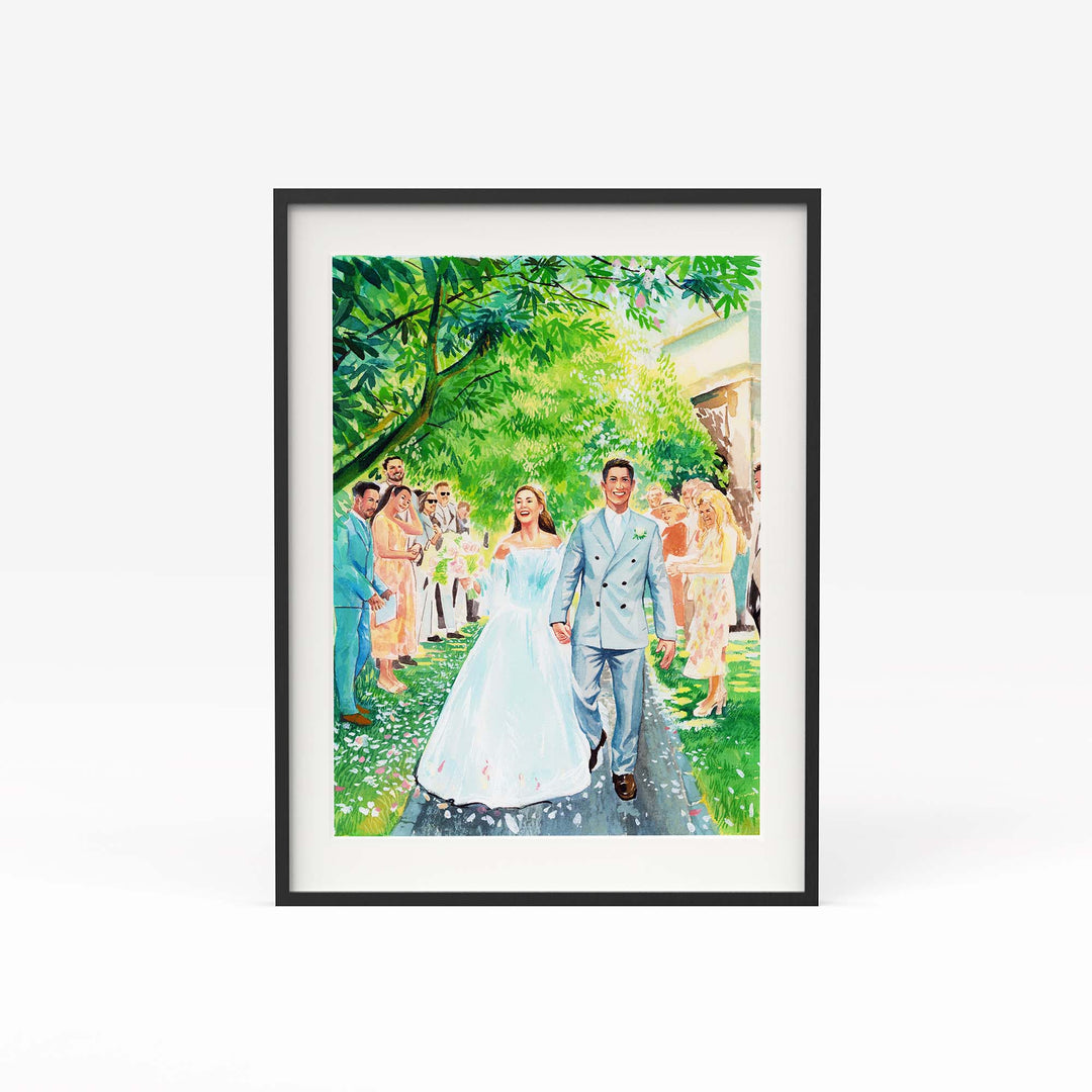 Hand-painted custom wedding portrait from photo