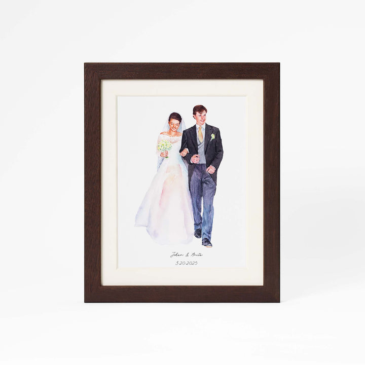 Hand-painted custom wedding portrait from photo