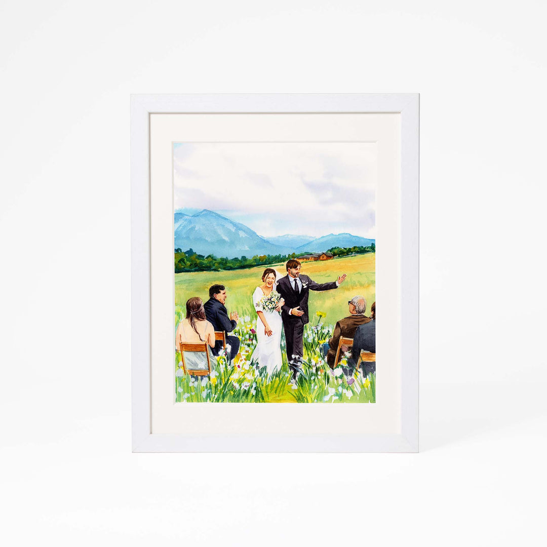 Hand-painted custom wedding portrait from photo