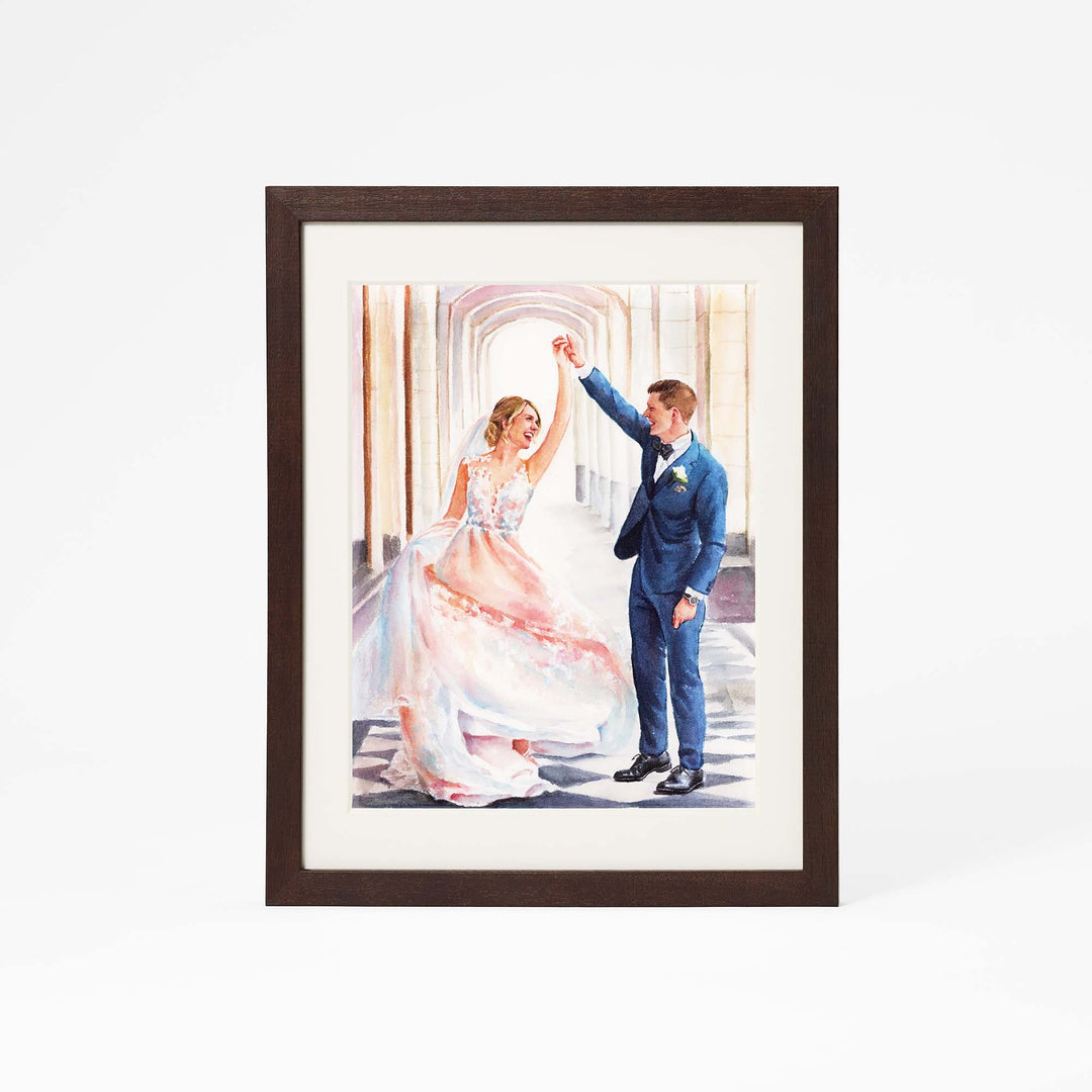 Hand-painted custom wedding portrait from photo