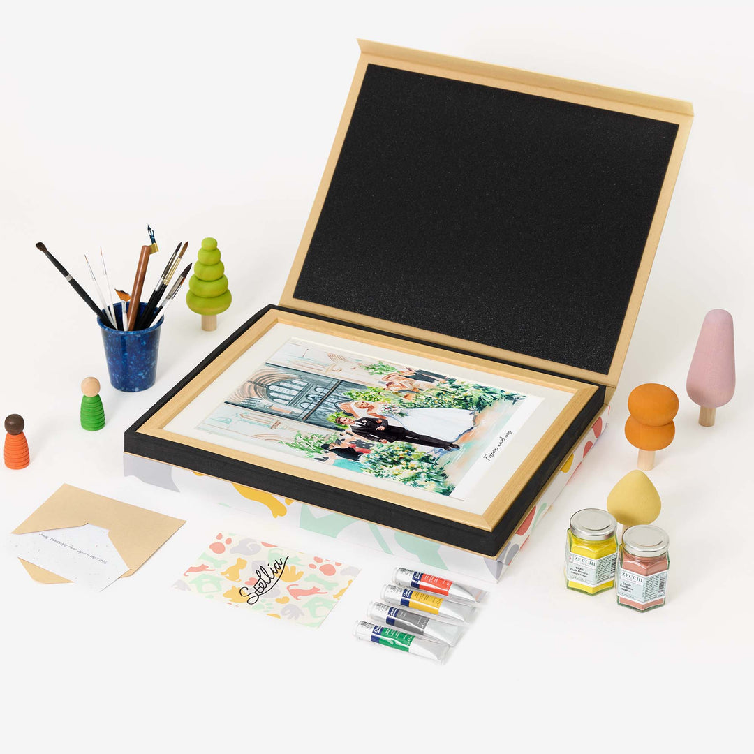 Hand-painted custom wedding portrait from photo